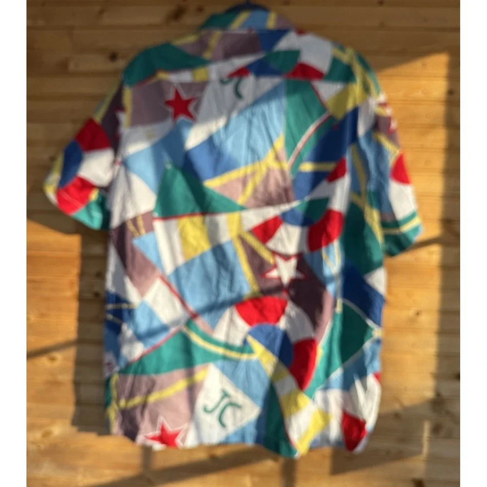 J .Crew Sailboat Shirt Short Sleeved Blue Multi Large Summer BBQ Business Casual